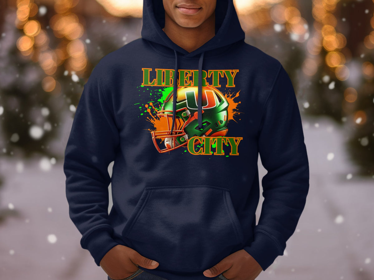 Miami Hurricanes Liberty City Helmet Hoodie – print detail
