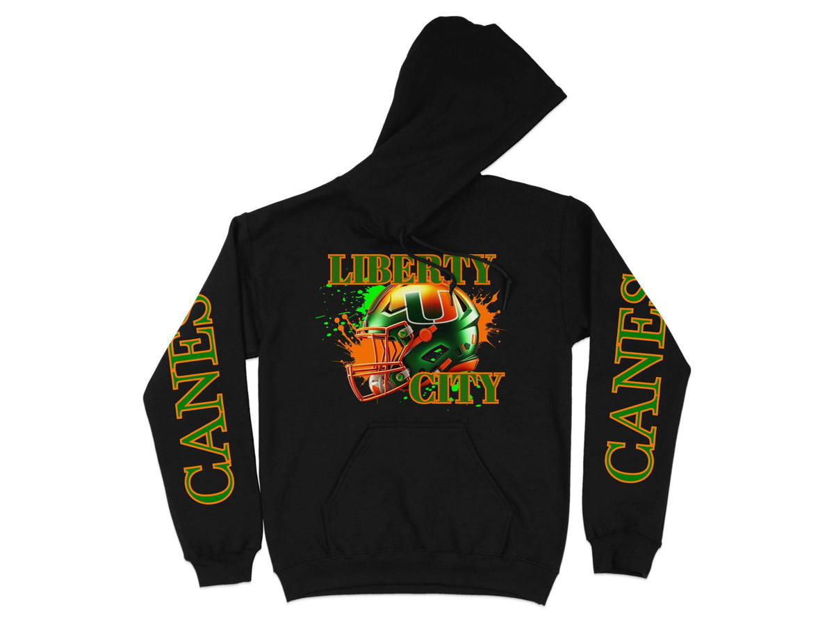 Miami Hurricanes Liberty City Helmet Hoodie – front view