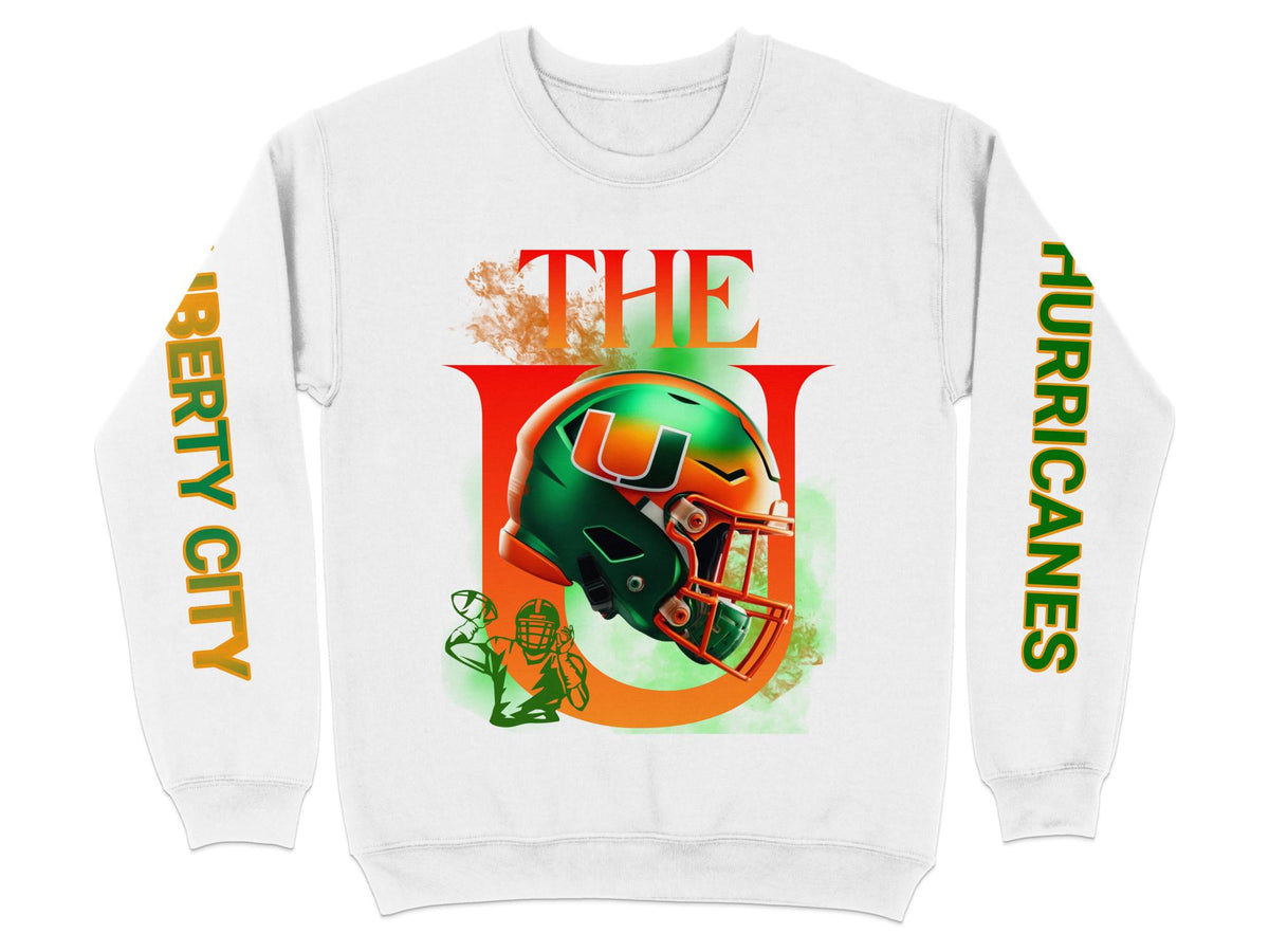 Miami Hurricanes The U Helmet Sweatshirt – lifestyle look