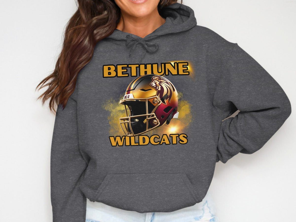 Bethune-Cookman Wildcats Maroon & Gold Helmet Hoodie – print detail