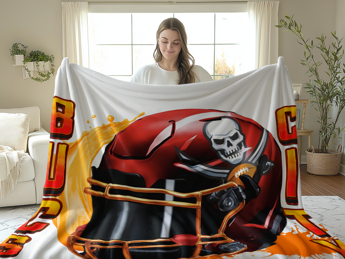 Skull Football Helmet Design Cozy Blanket
