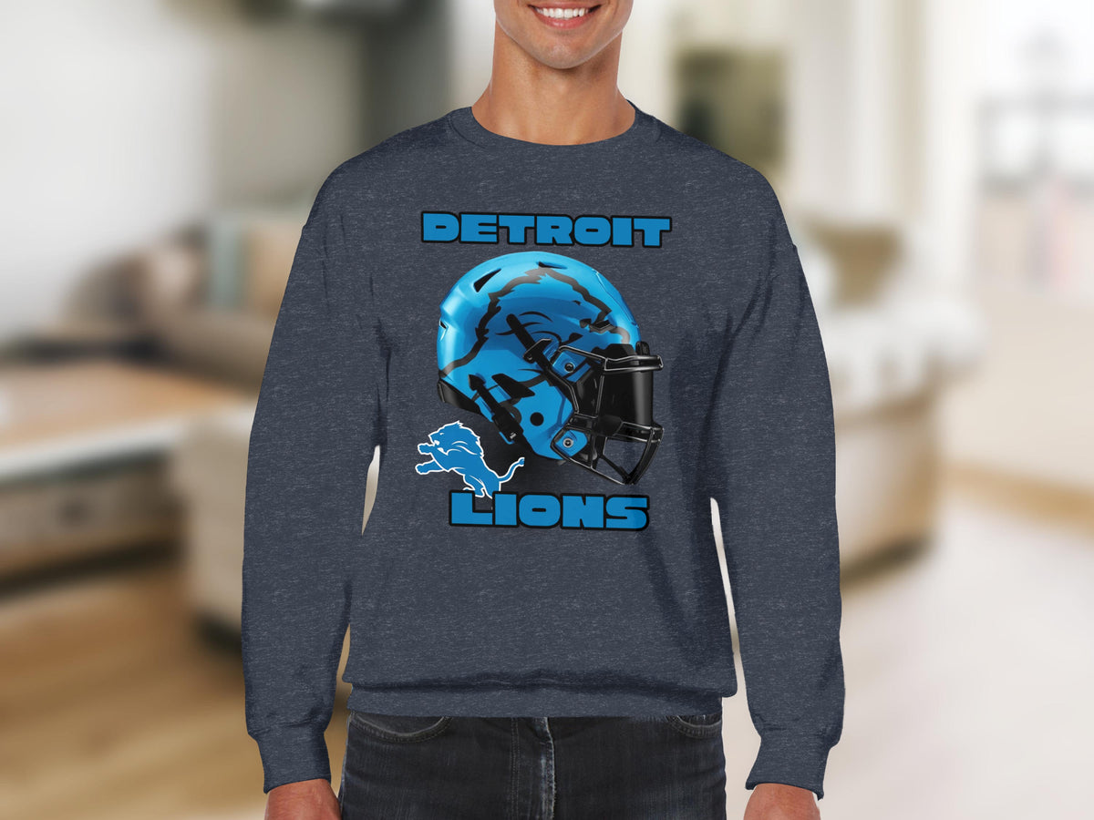Detroit Lions Blue Helmet Graphic Sweatshirt