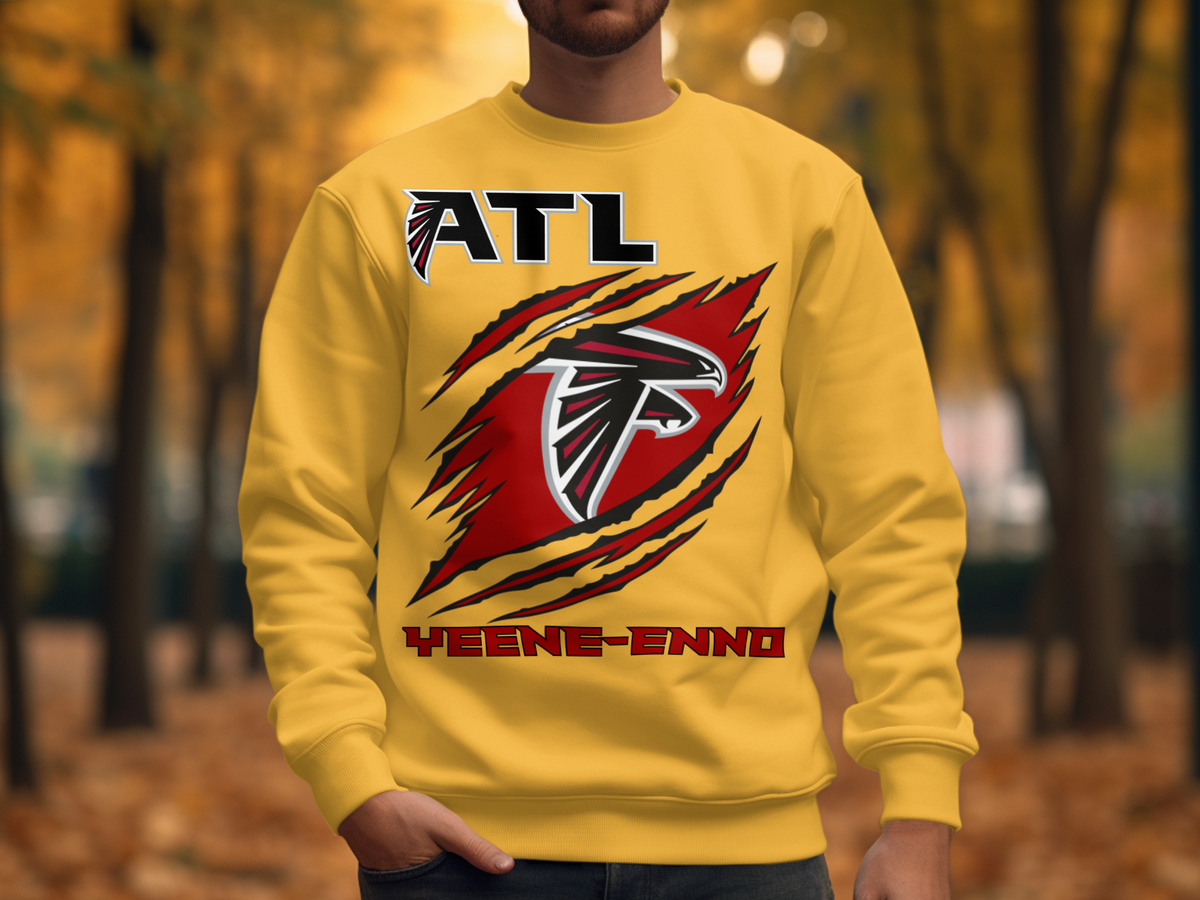 Yellow Sweatshirt with Bold ATL and Falcon Graphics