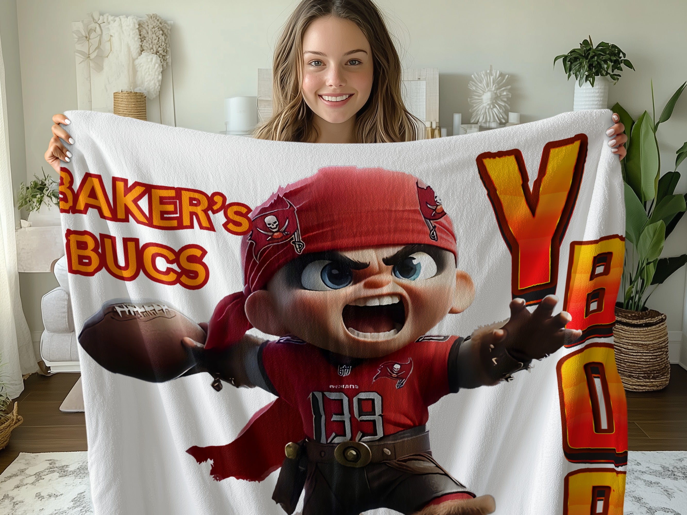 Baker's Bucs YBOB fleece throw blanket