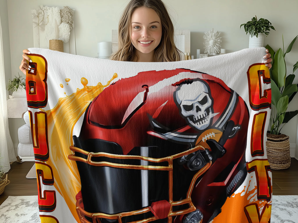 Buccaneer Helmet Design Blanket for Sports Fans
