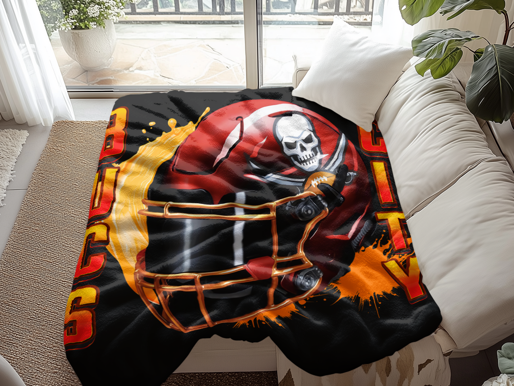 Gridiron City Skull Design Cozy Fleece Blanket