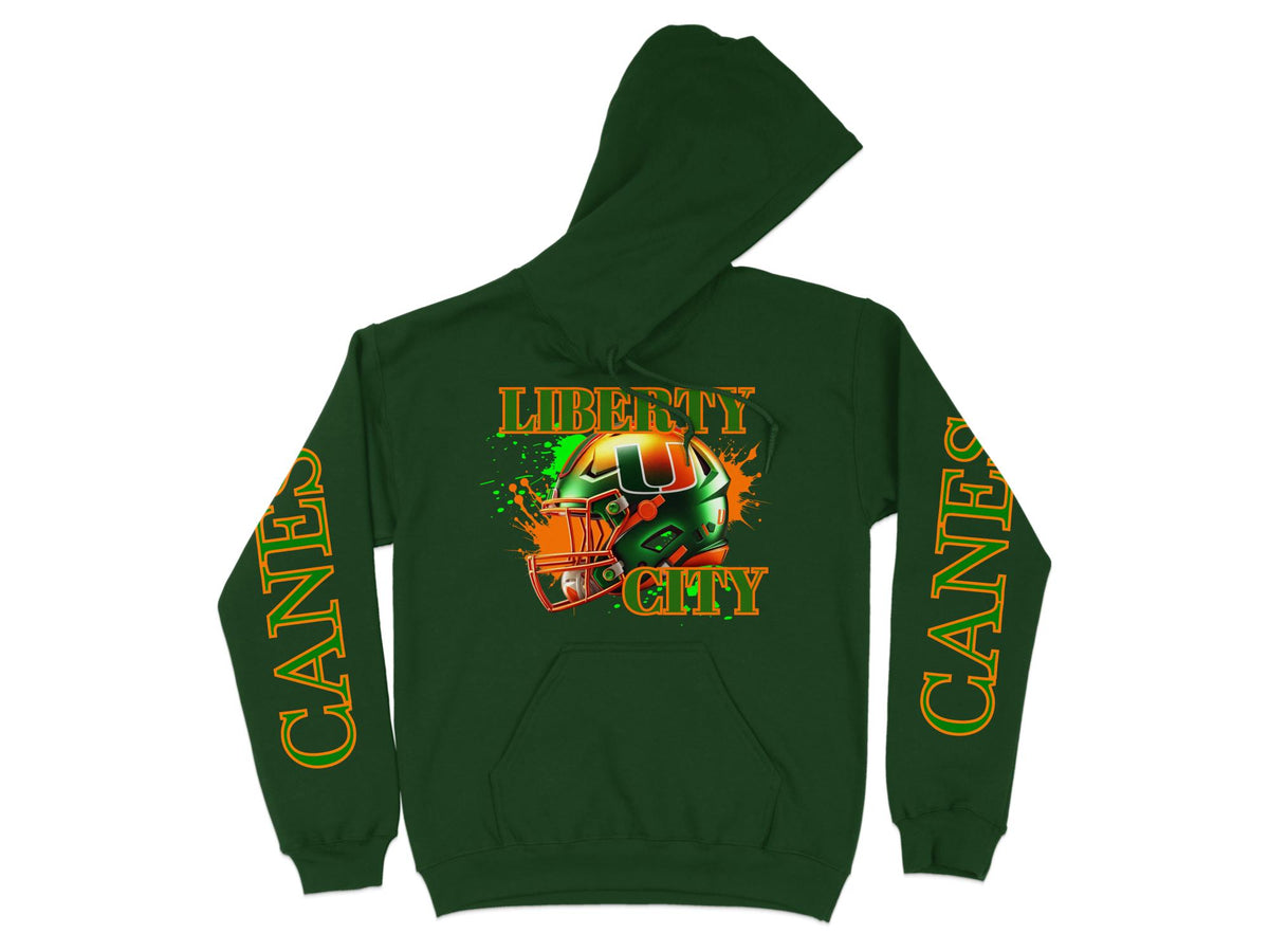 Miami Hurricanes Liberty City Helmet Hoodie – color option
