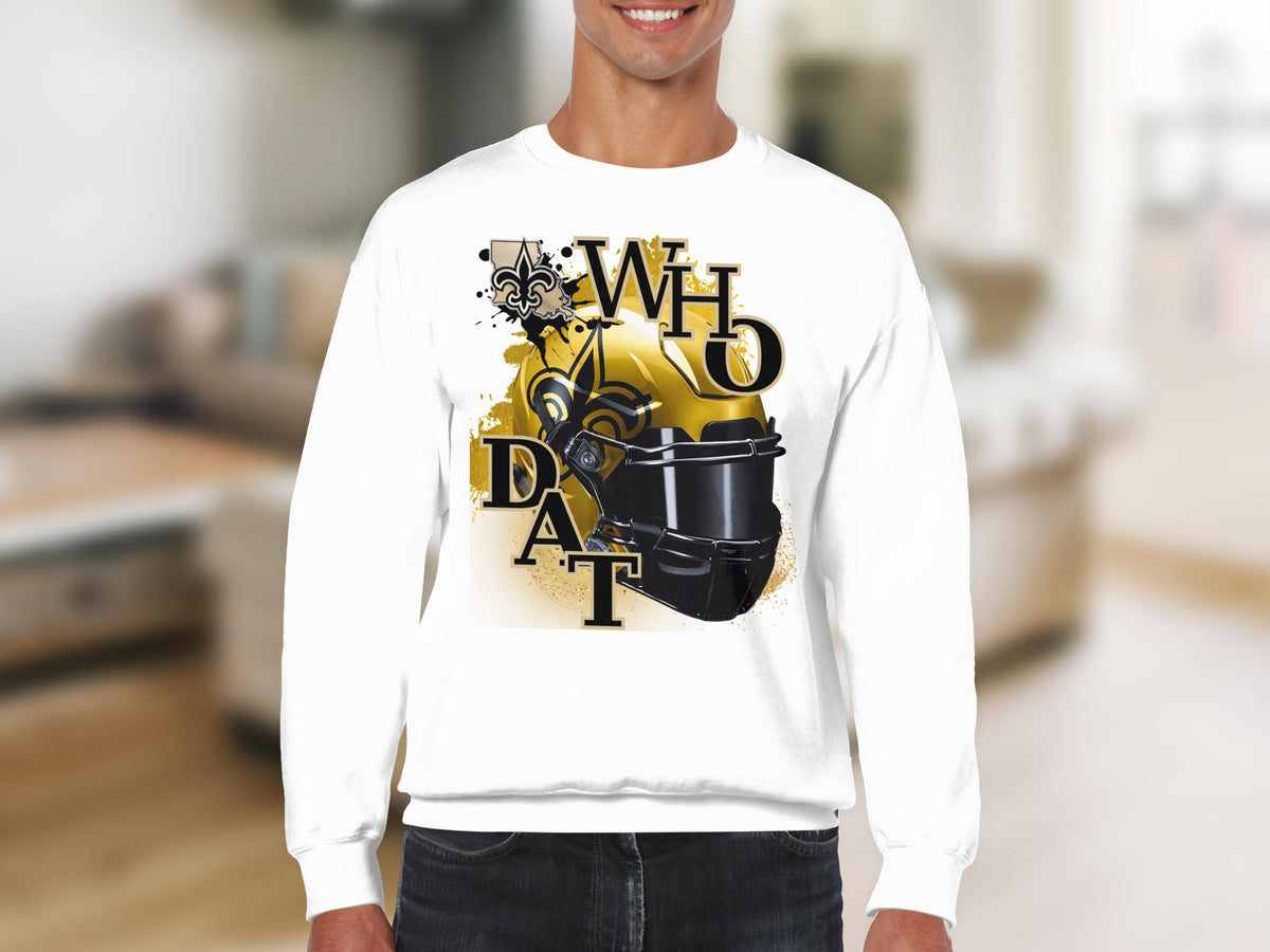 Who Dat Black and Gold Football Helmet Graphic Shirt