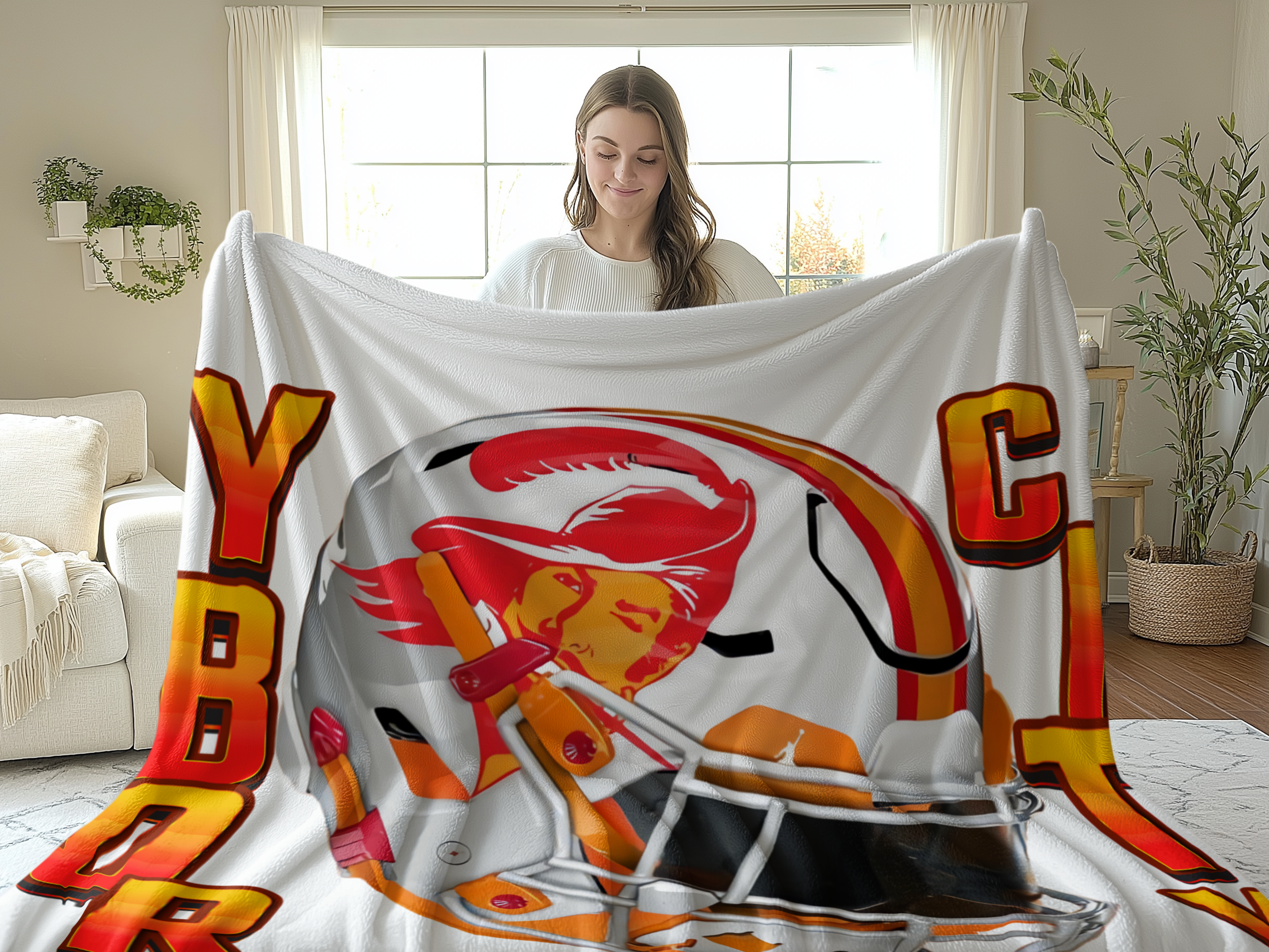Ybor City Themed Blanket Featuring Football Design