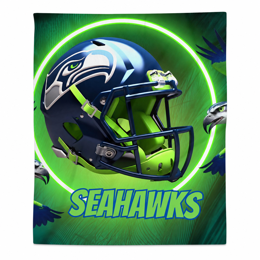 Seahawks blanket with the name placeholder removed